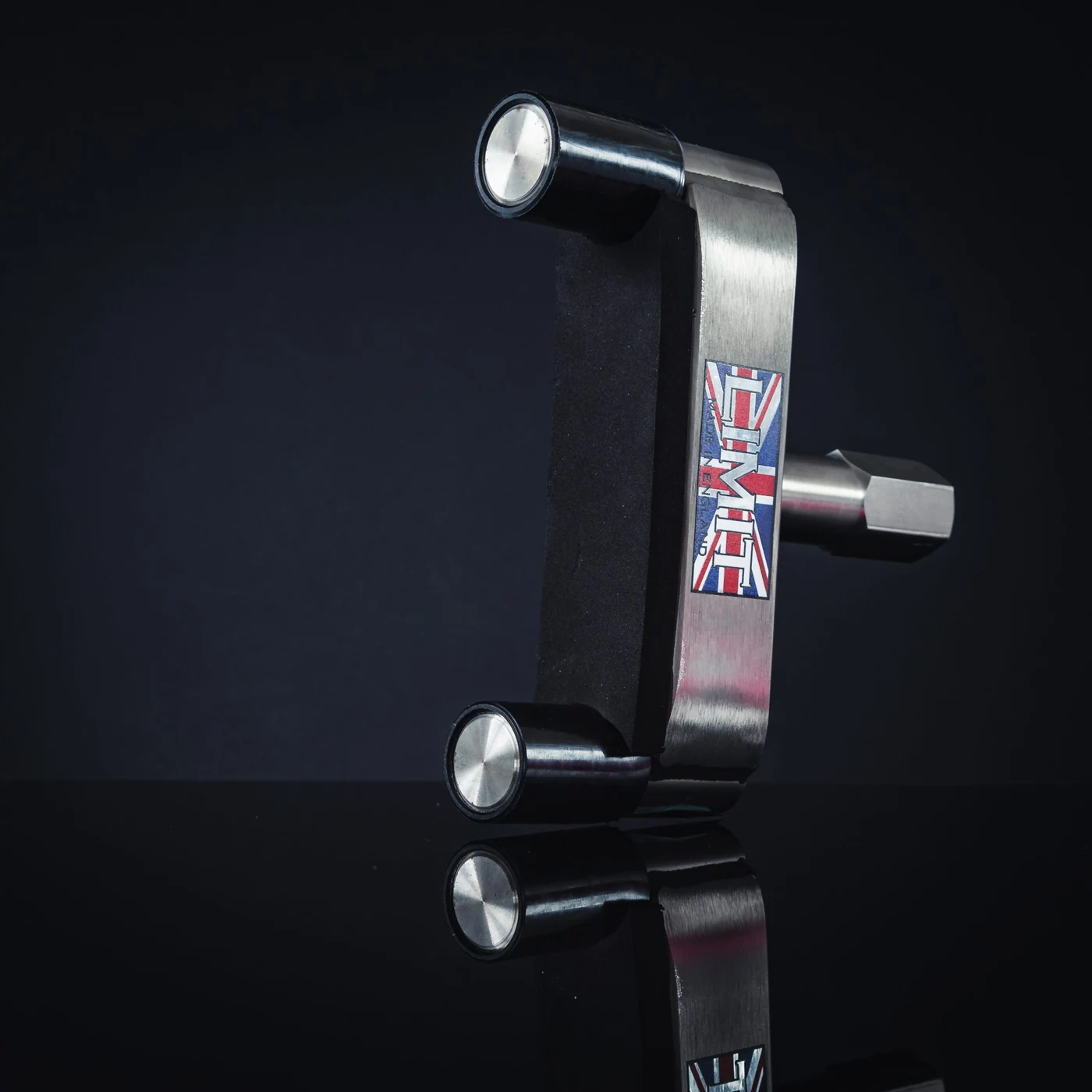 Limit stainless-steel spinner tool, showing protective sleeves and precise metal detailing